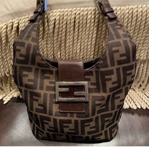 Authentic Fendi Zucci  and leather small Hobo bag.